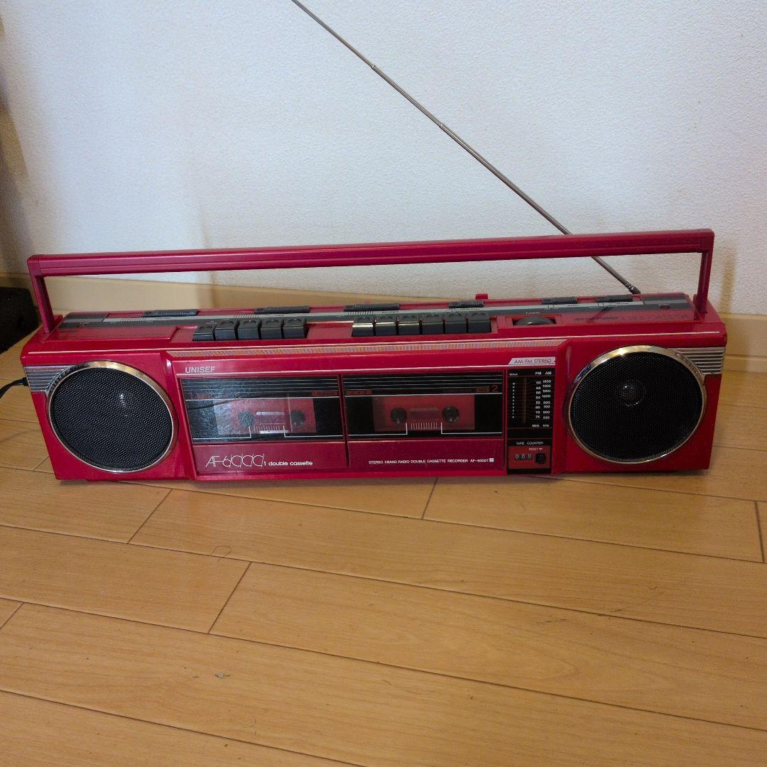UNISEF ダブルカセットラジカセ 赤