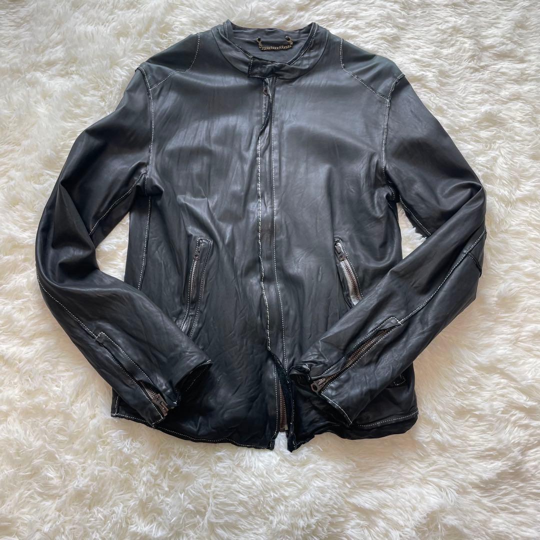 sisii / シシ　シングルレザー ジャケット　ブラック　牛革　M　洗える