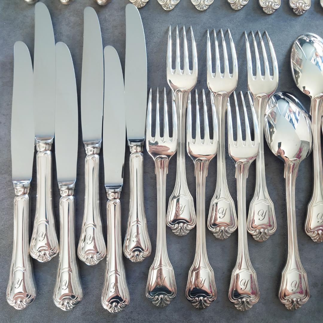 クリストフル ポートロイヤル54点ローマ字入り+ブールカトラリーレスト6点