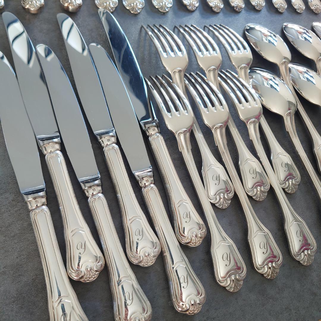 クリストフル ポートロイヤル54点ローマ字入り+ブールカトラリーレスト6点