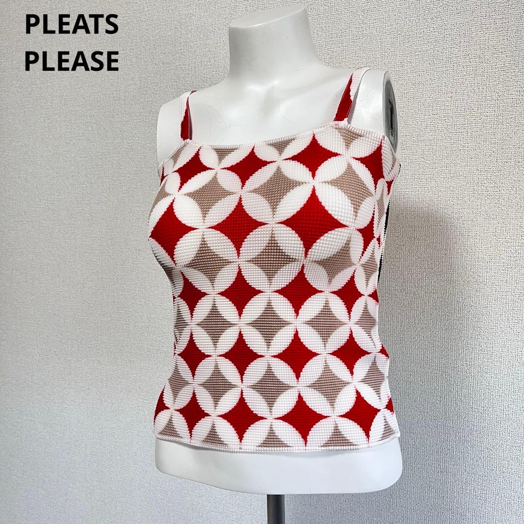 極美品　プリーツプリーズ　イッセイミヤケ　総柄　キャミソール