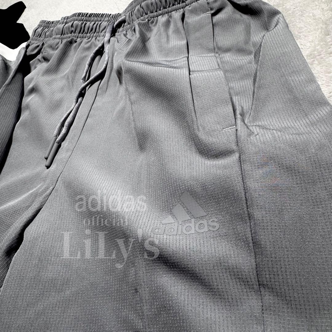 【２ＸＬサイズ】adidas上下セットアップ　グレーブラック　ウーブン　ウインド