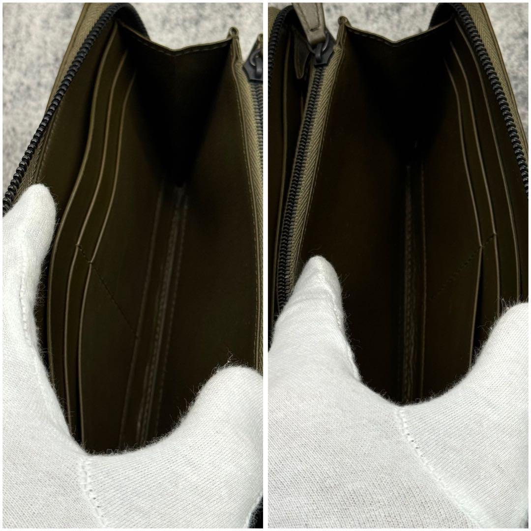 極美品✨ボッテガヴェネタ レジェーロ パンチング ラウンドファスナー カーキ