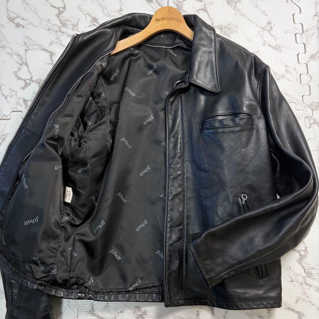 奇跡の42size✨ schott ショット トラッカージャケット 襟付き 黒