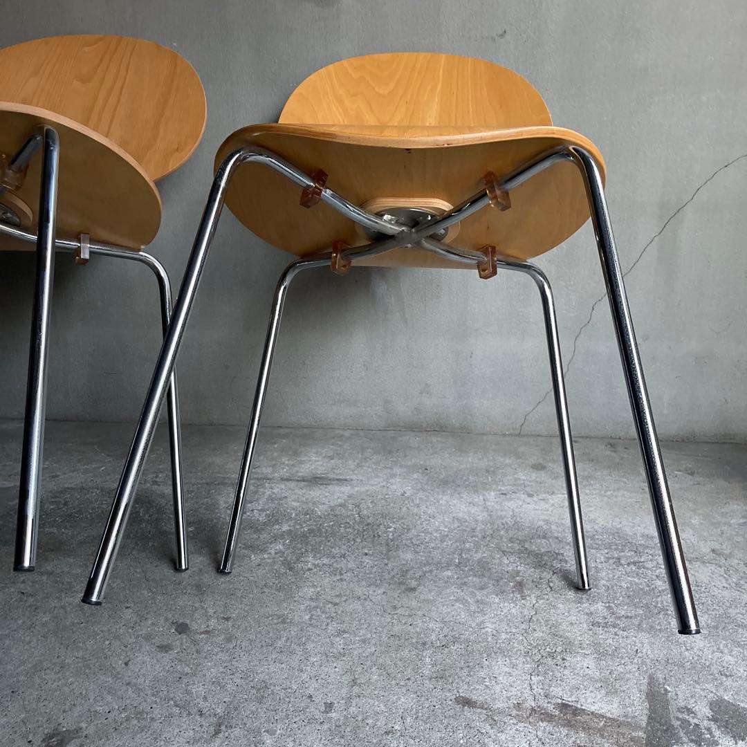 木製 スタッキングチェア 2脚セット