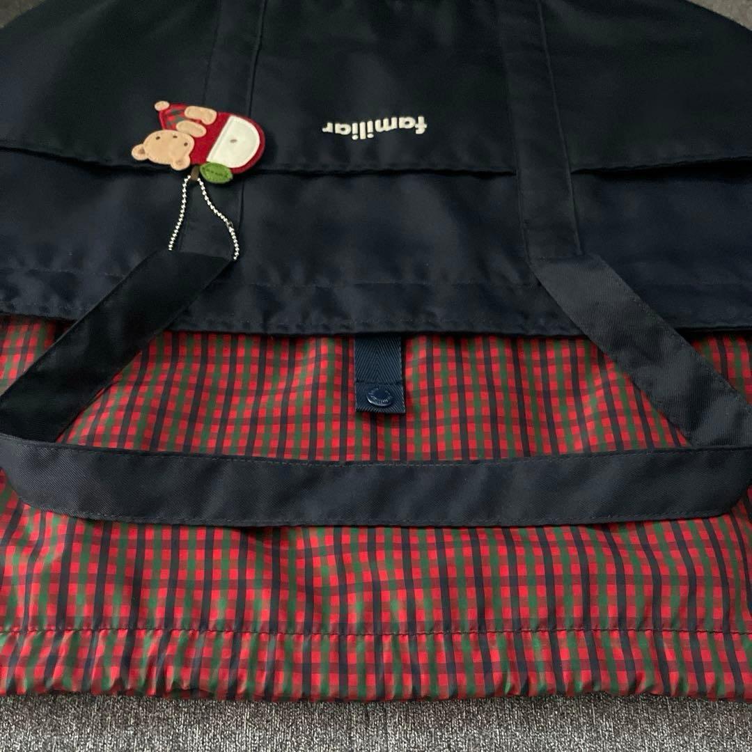 familiar ファミリア　マザーズバッグ ネイビー 赤チェック柄