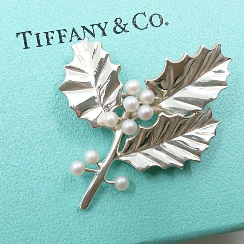 ほぼ未使用◎ ティファニー パール リーフ ブローチ No.13500