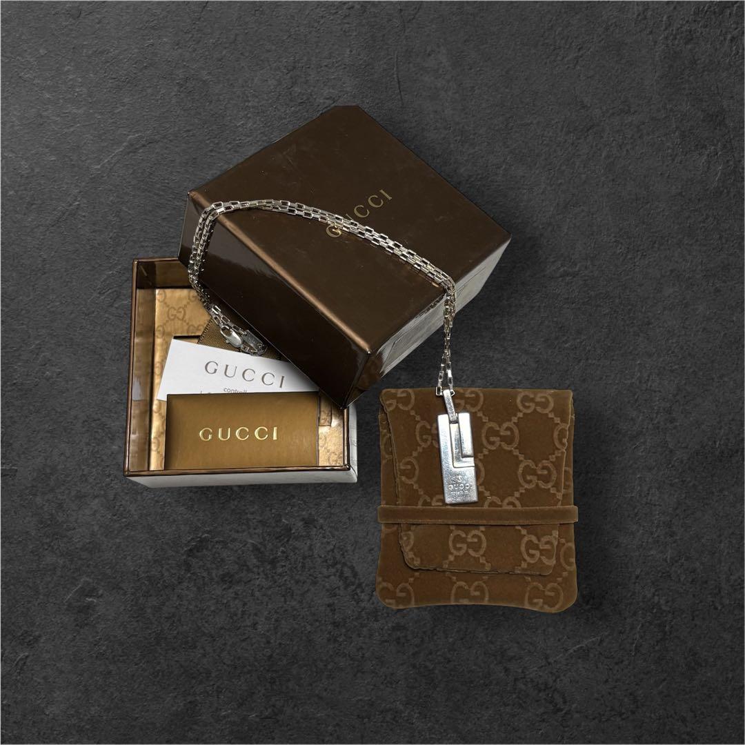 GUCCI グッチ シルバー 925 プレート Gロゴ ネックレス 美品！