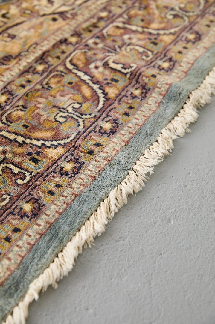 ヴィンテージラグ　トライバルラグ　ラホール産（210×124cm）青　茶　グレー