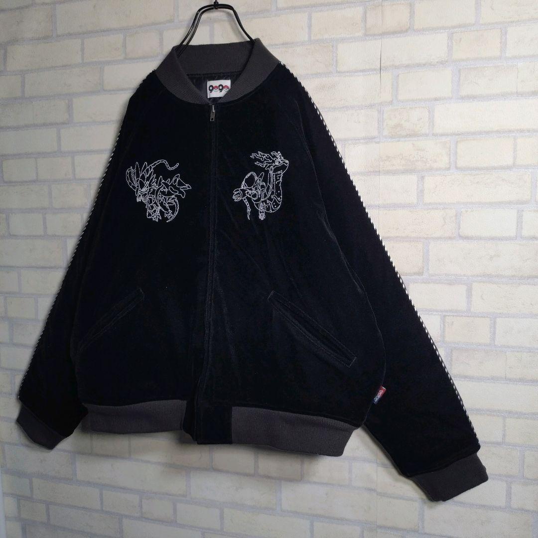 9090★ポケモン コラボ ベロア 総刺繍 中綿 キャラクター スカジャン L