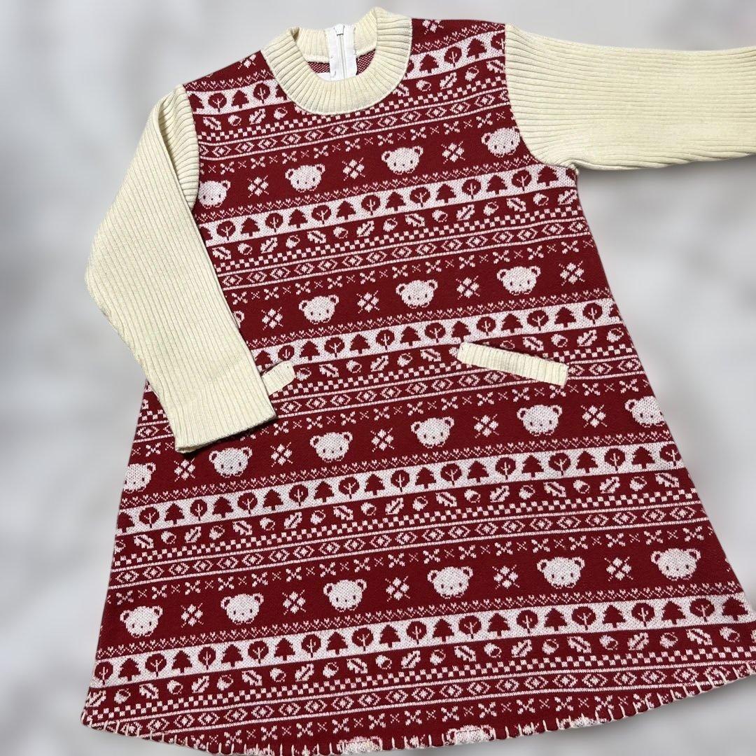 美品♡ファミリア♡ニットワンピース♡１１０