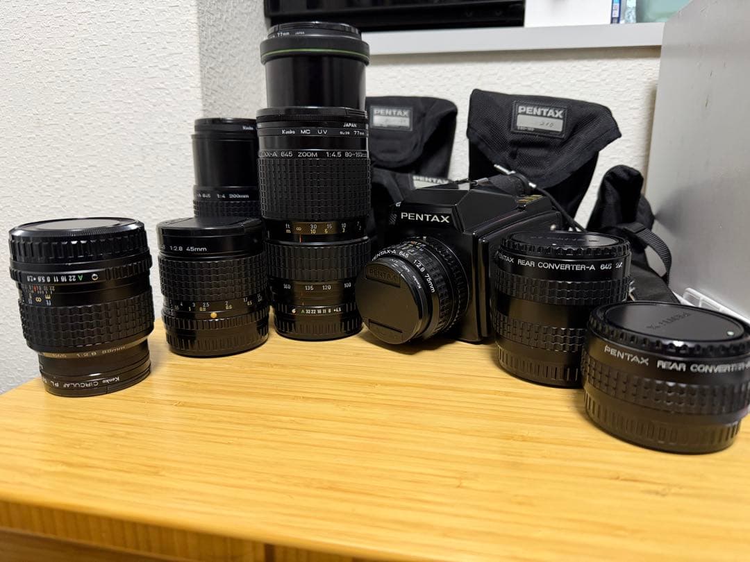 PENTAX 645 コンバータ2種/ レンズ6本　防湿庫保管