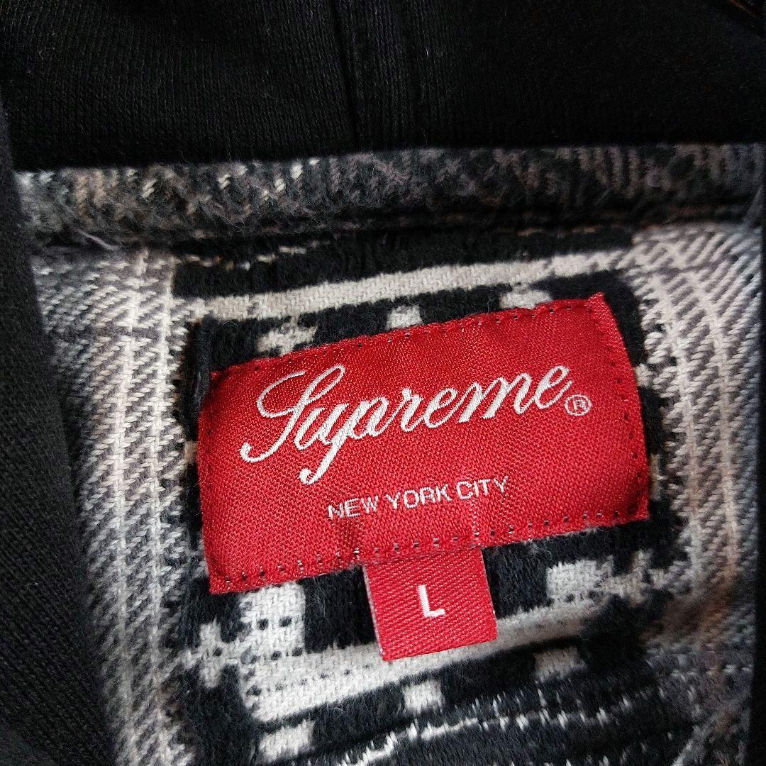 Lサイズ Supreme オンブレチェックシャツ ドッキング 刺繍ロゴフーディー