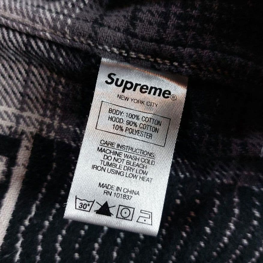 Lサイズ Supreme オンブレチェックシャツ ドッキング 刺繍ロゴフーディー