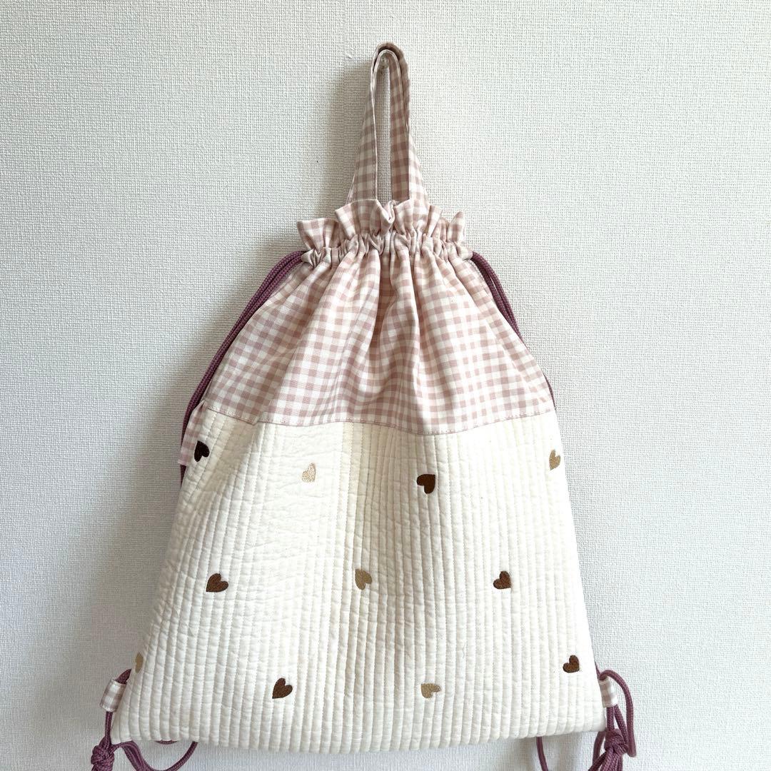 在庫セール✳︎　【ハート×くすみピンク】　3点セット➕上靴袋