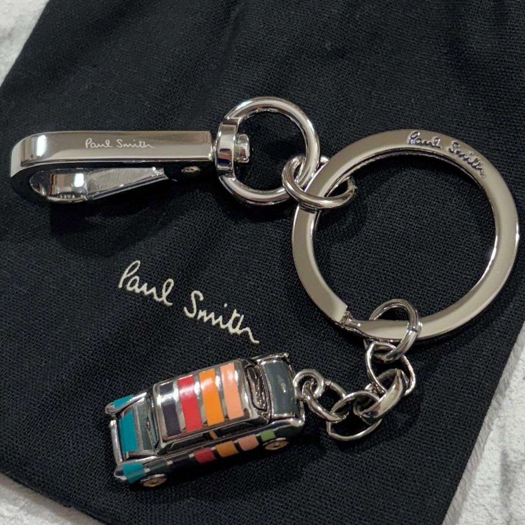 【美品】 Paul Smith ミニクーパー キーリング マルチストライプ