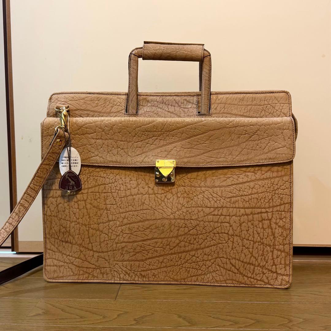 d*i様 新品 JRA バッファロー本革レザー ビジネスバッグ ベージュ