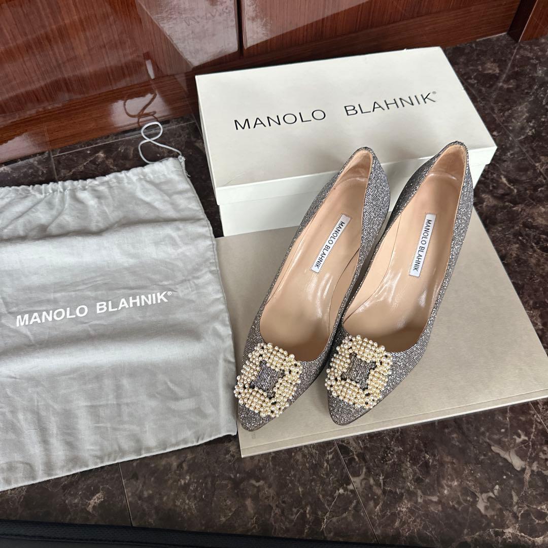 ゆきんこ　ManoloBlahnikマノロブラニク パールビジューパンプス