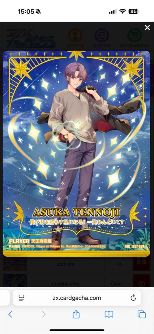 天王寺飛鳥　IGR z/x ゼクス カードガチャ