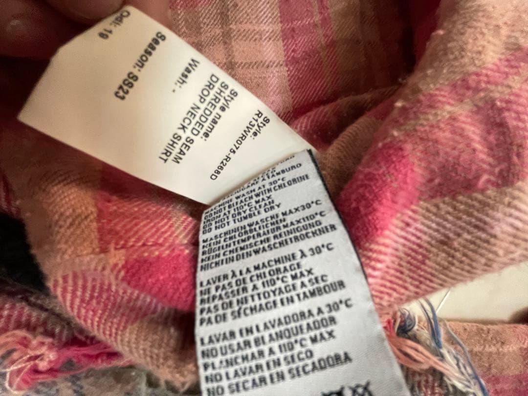 R13 アールサーティーンSHREDDED SEAM DROP NECK