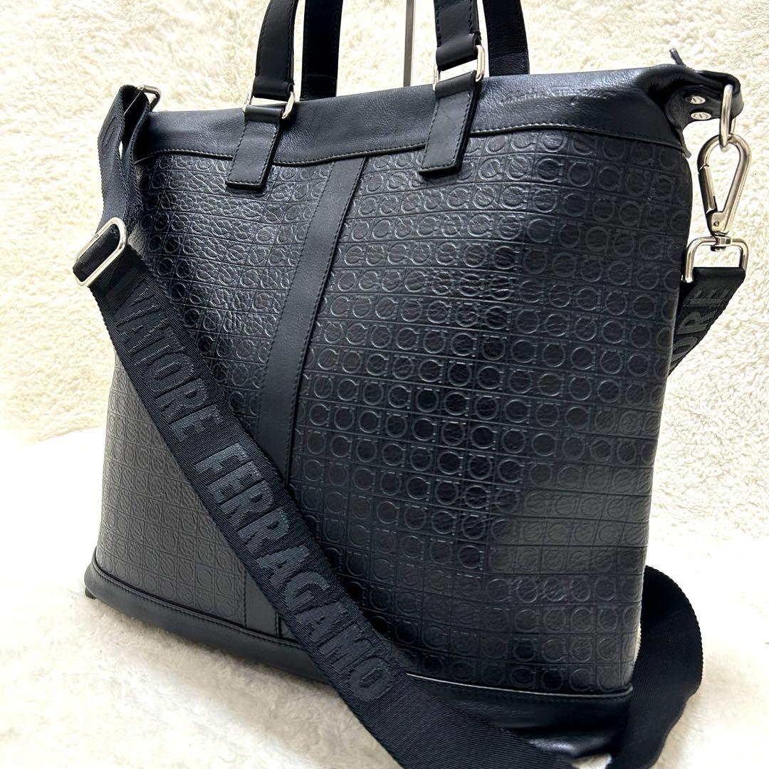 【美品】サルバトーレフェラガモ 2way トートバッグ ビジネスバッグ レザー