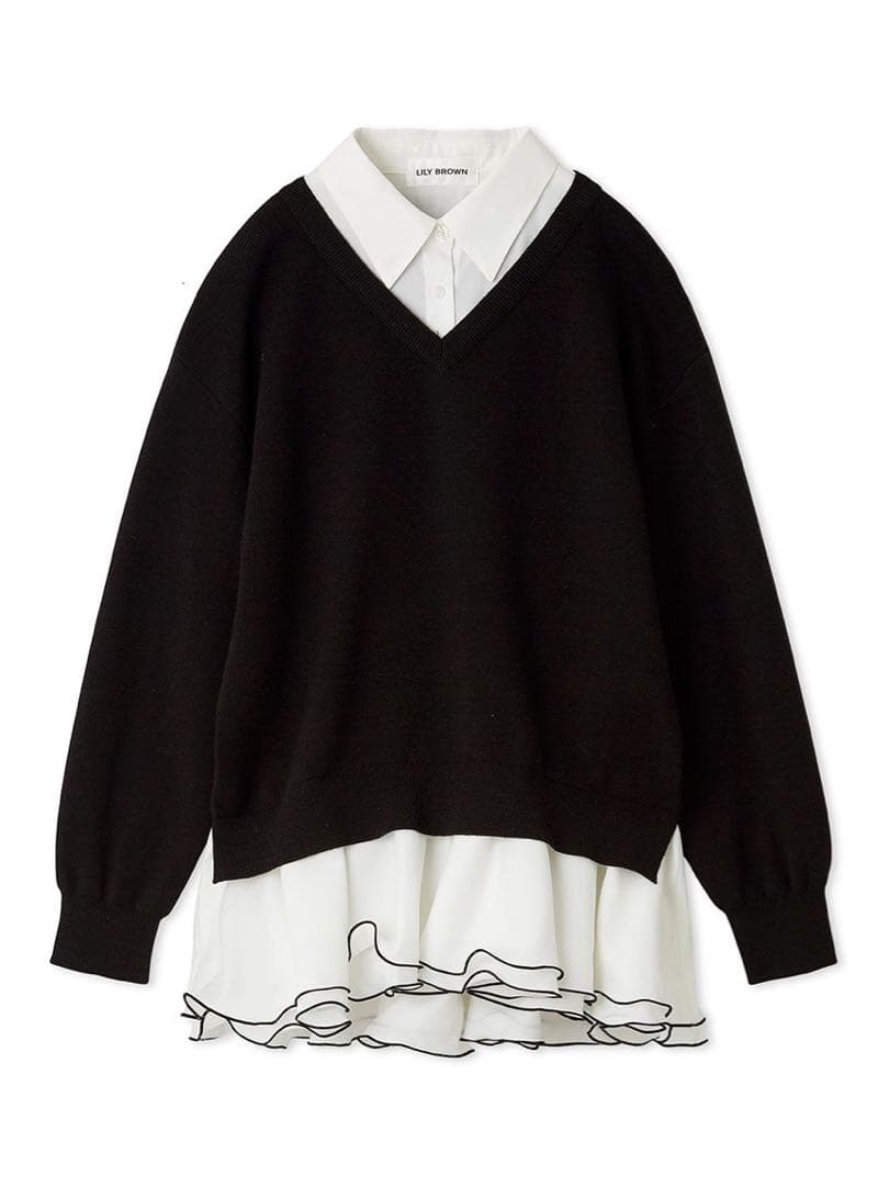 LILYBROWN シャツドッキングフリルミニワンピース