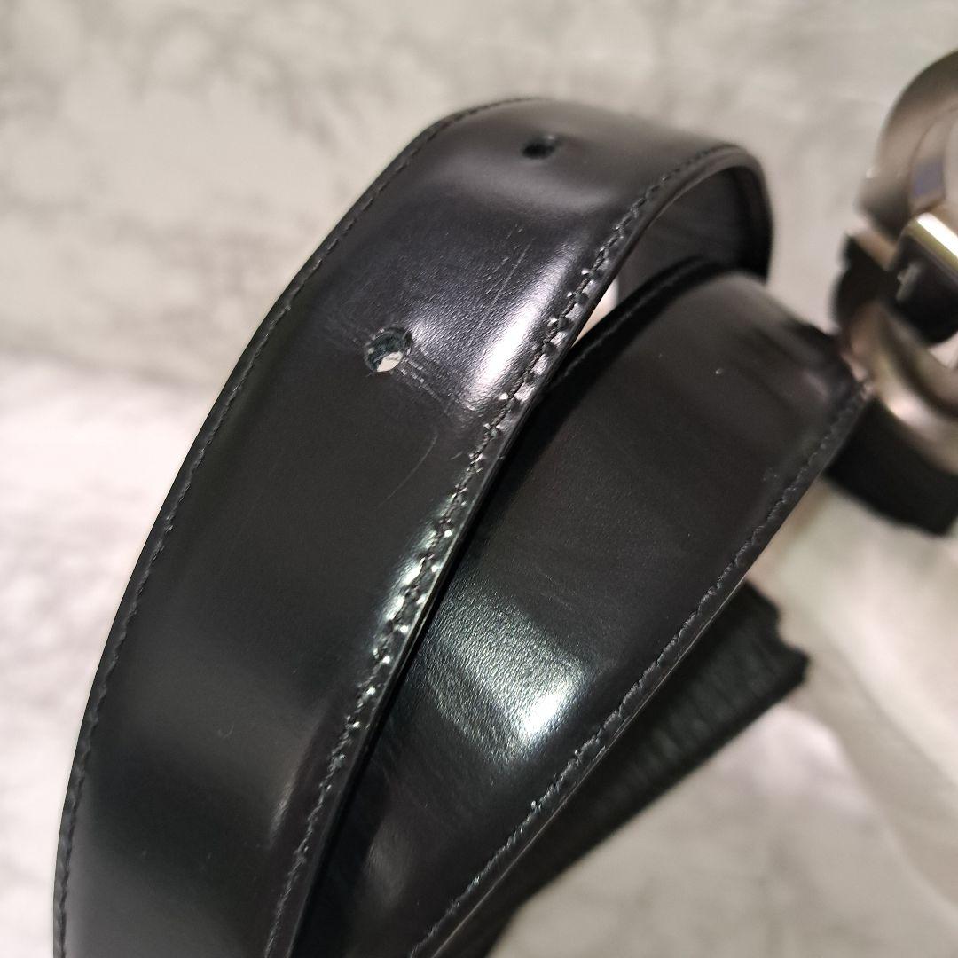 ✨️美品✨フェラガモ ダブルガンチーニ ベルト レザー シルバー 金具ブラック