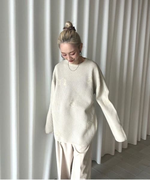 トップス AmeriVINTAGE DISPERSE LOGO KNIT TOP