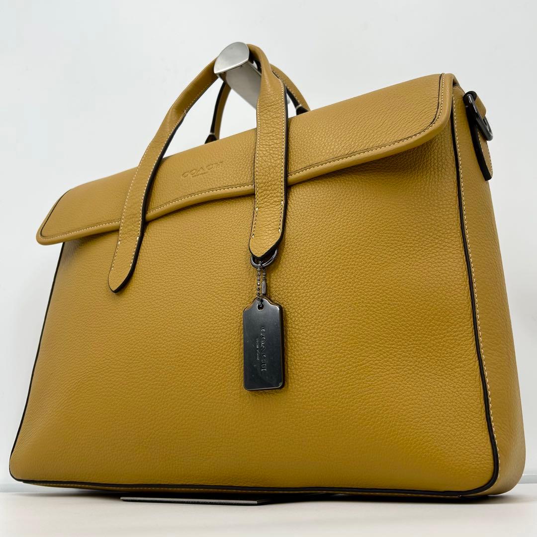 希少色/美品✨コーチ ビジネスバッグ サリバン ポートフォリオ レザー 黄色