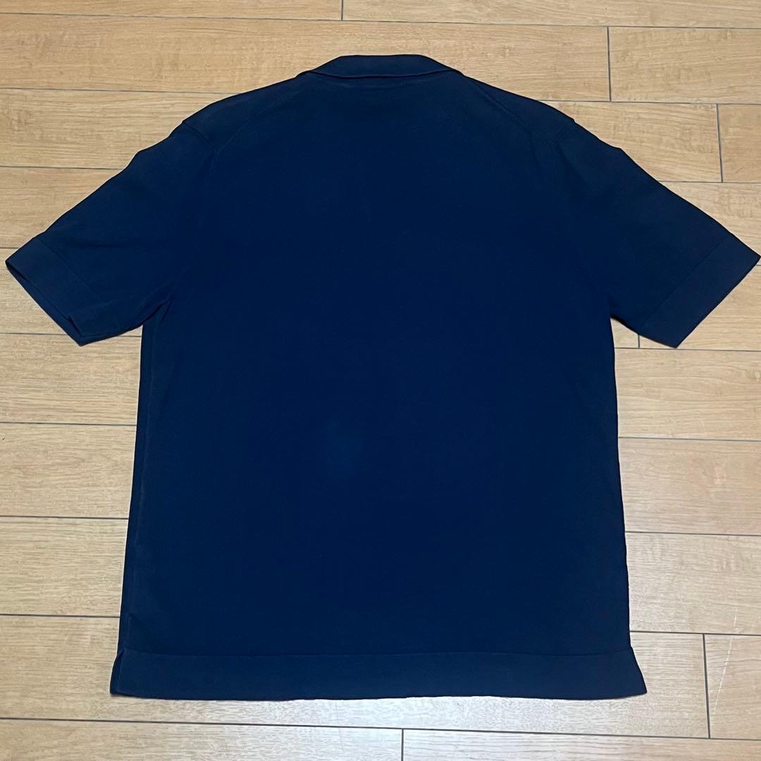 LARDINI ラルディーニ オープンカラー ニット 半袖 シャツ ネイビー