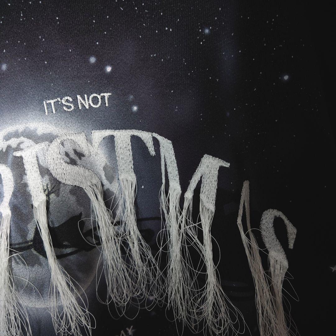 【未使用タグ付】 ダブレット　フリンジ　クリスマス　刺繍ロゴ　パーカー　黒