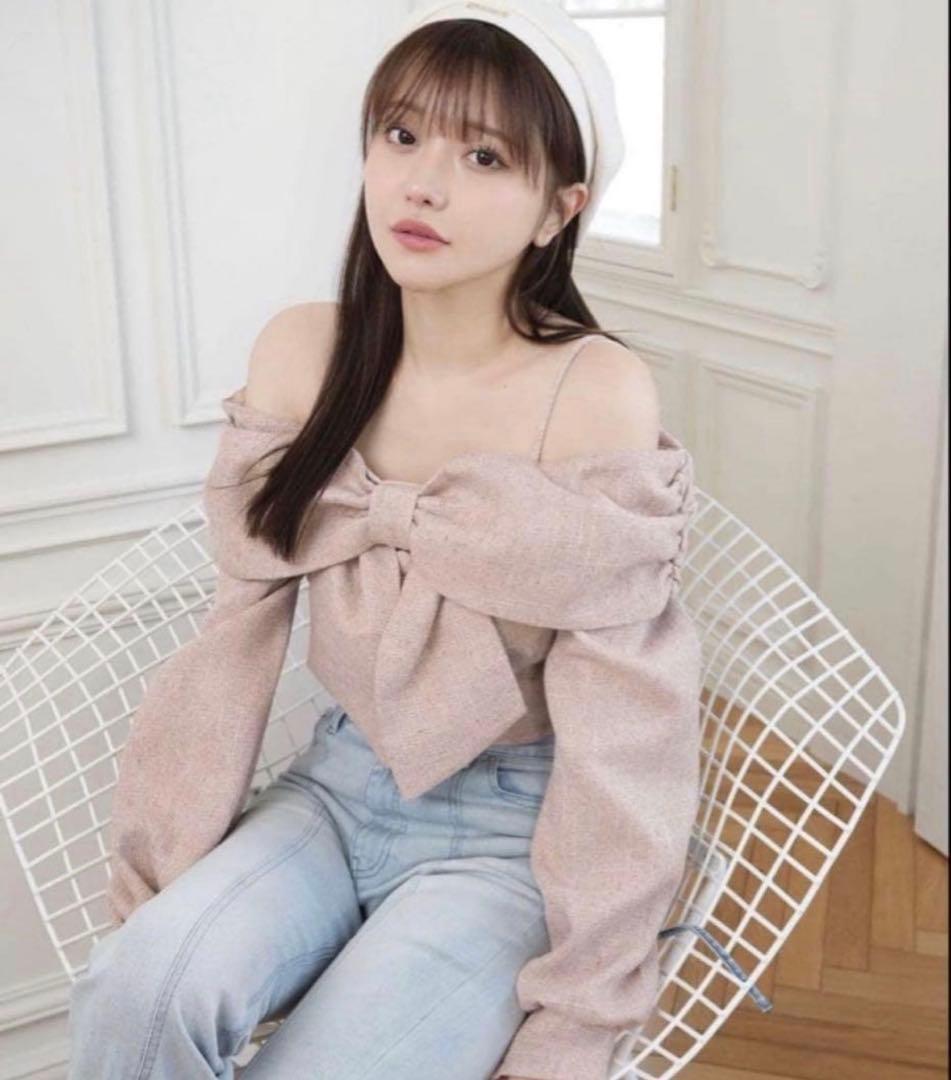 リップサービス LIP SERVICE オフショル リボン ピンク