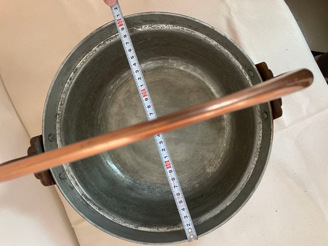 古道具　銅鍋　山菜鍋　大　錫引き　30㎝