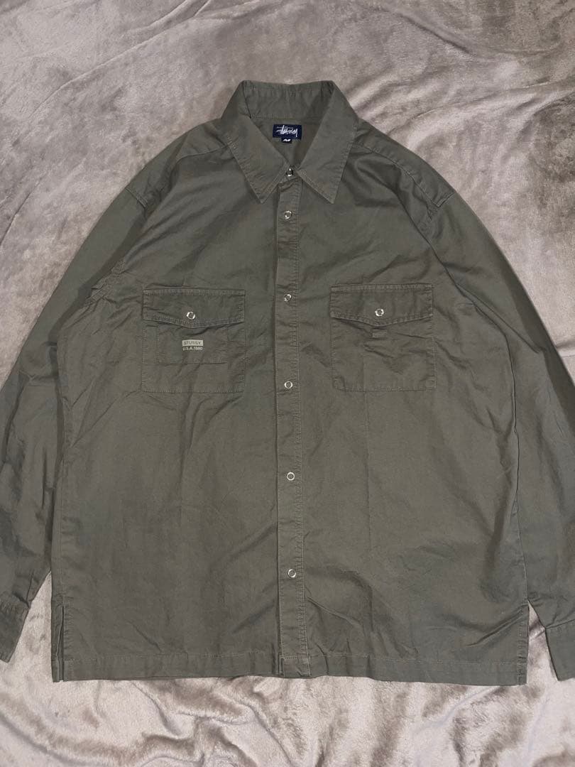 90s 00s OLD STUSSY ヴィンテージ 紺タグUSA製 ワークシャツ