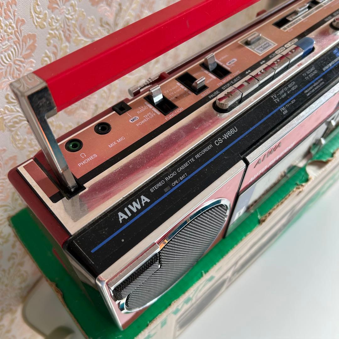 【元箱つき】ラジカセ AIWA アイワ 赤