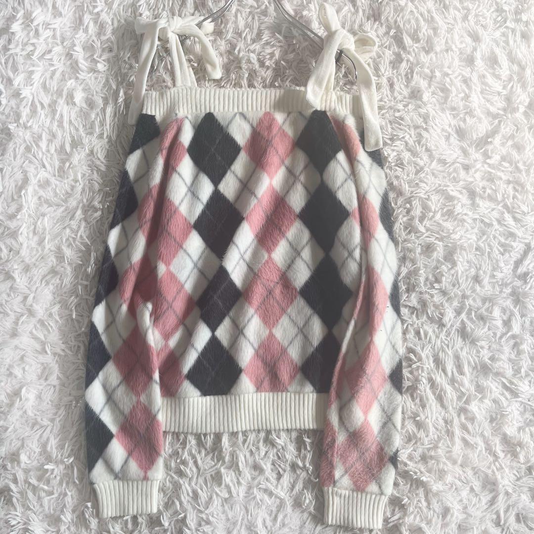 LIZLISA リズリサ オフショルダー アーガイル柄 ニット