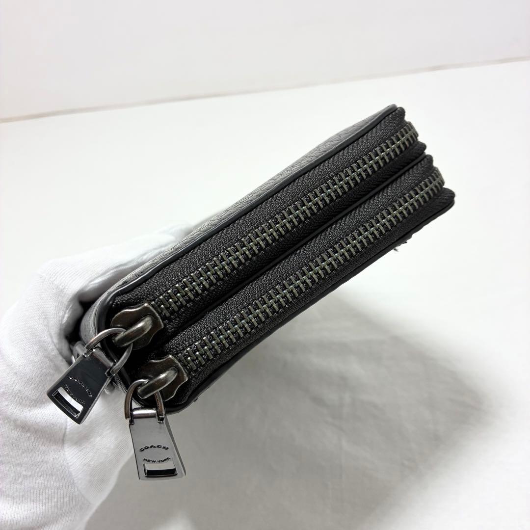 【美品】COACH/コーチ　ダブルジップトラベルオーガナイザー　大容量　ブラック