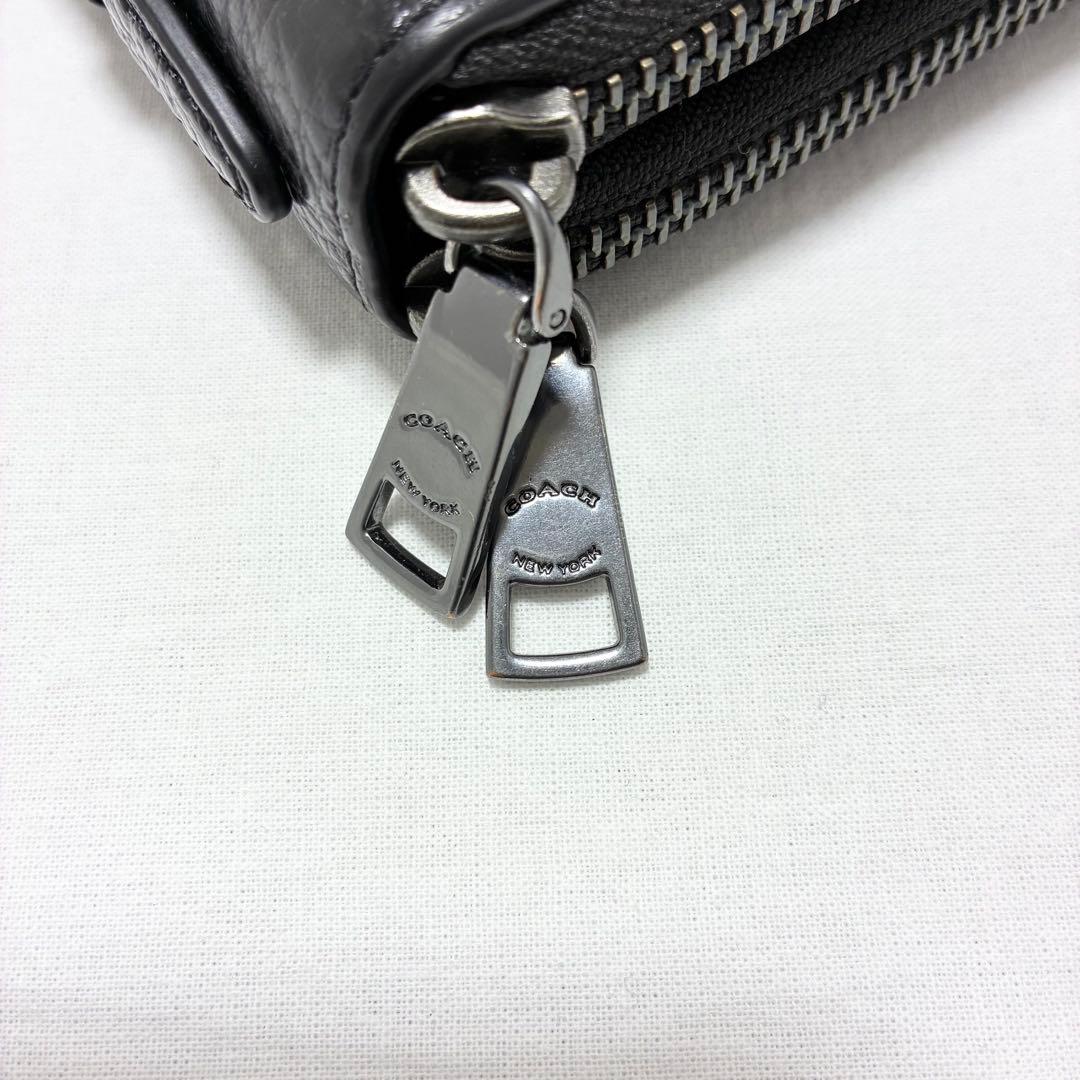 【美品】COACH/コーチ　ダブルジップトラベルオーガナイザー　大容量　ブラック