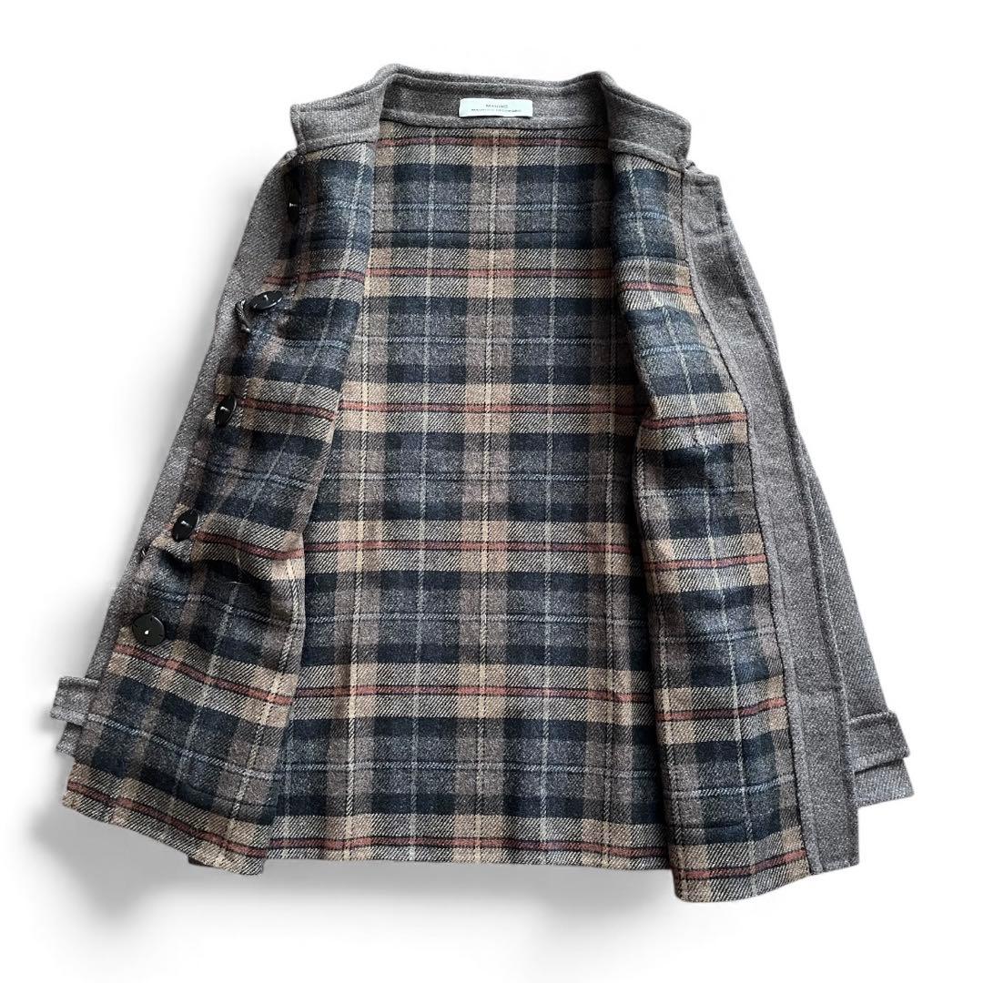 MAURIZIO PECORARO ウール混 チェック切り替え ダッフルコート