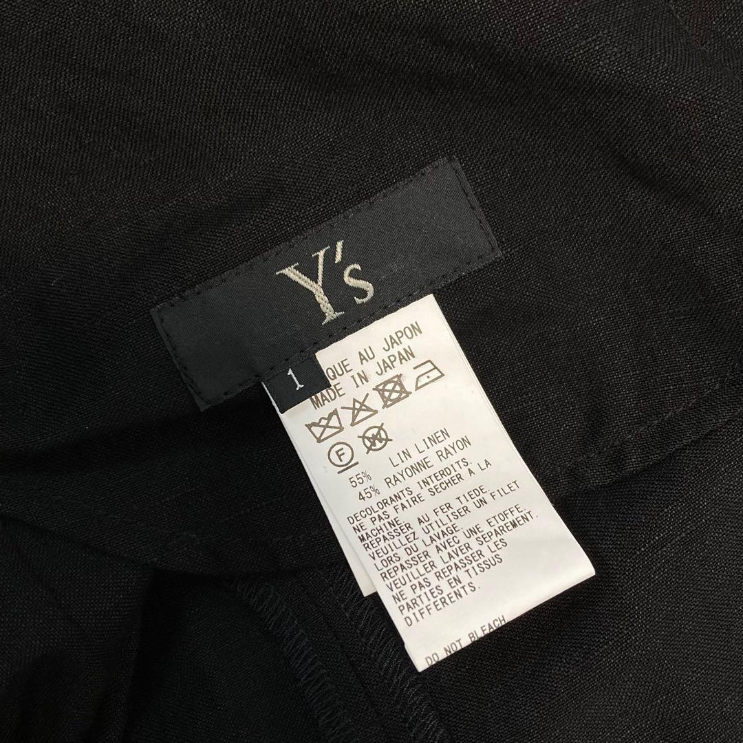 Y's ワイズ 21SS リネン レース ショルダードレス 黒1