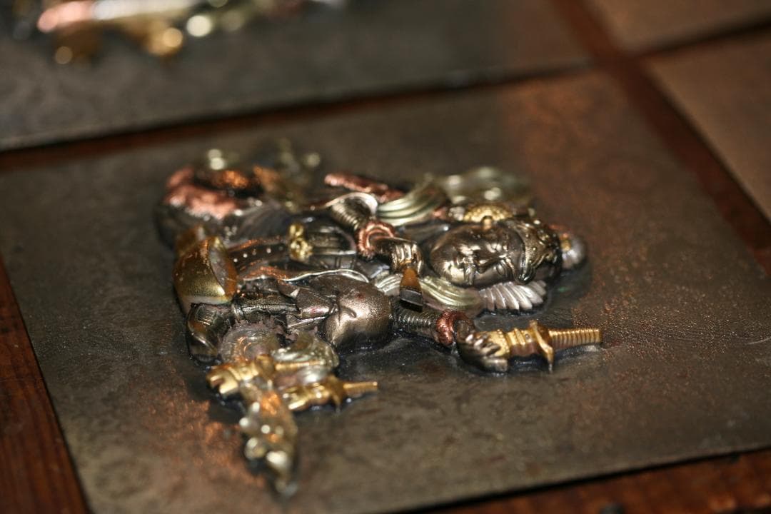 [夢工房】高岡雕刻家內島一平(青保)製金銀象鑲六福神金工壁掛???