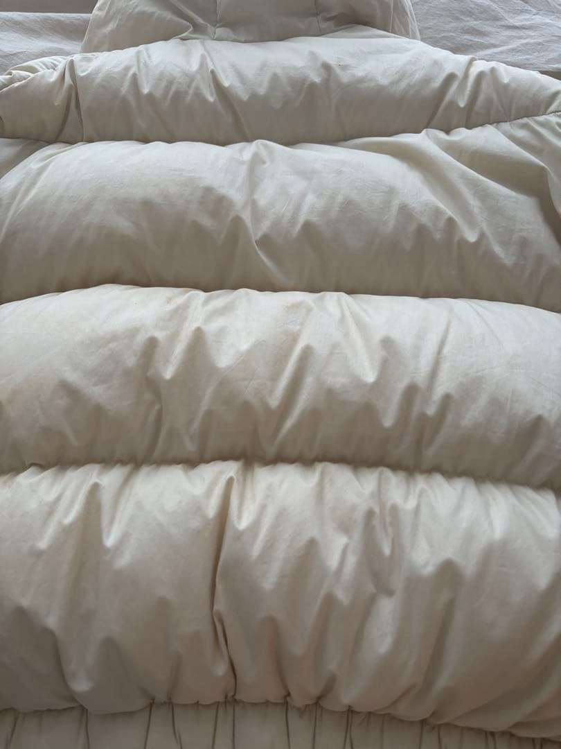 MONCLER フード付きダウンジャケット　袖ファー　オフホワイト　サイズ2