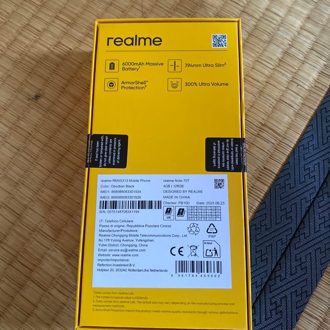 スマートフォン本体 realme Note 70T 4GB/128GB