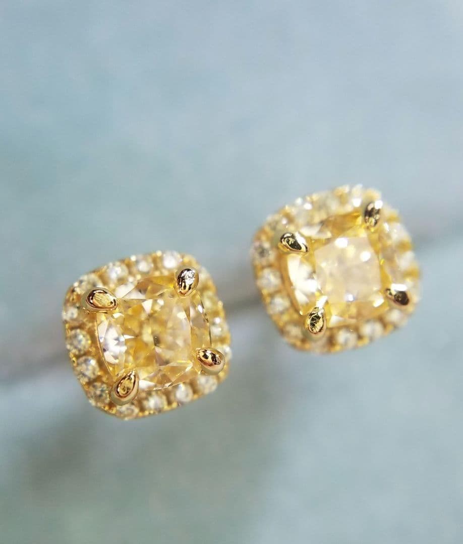 kico！最高級ソナイエローダイヤモンド ピアス+最高級モアサナイトリング