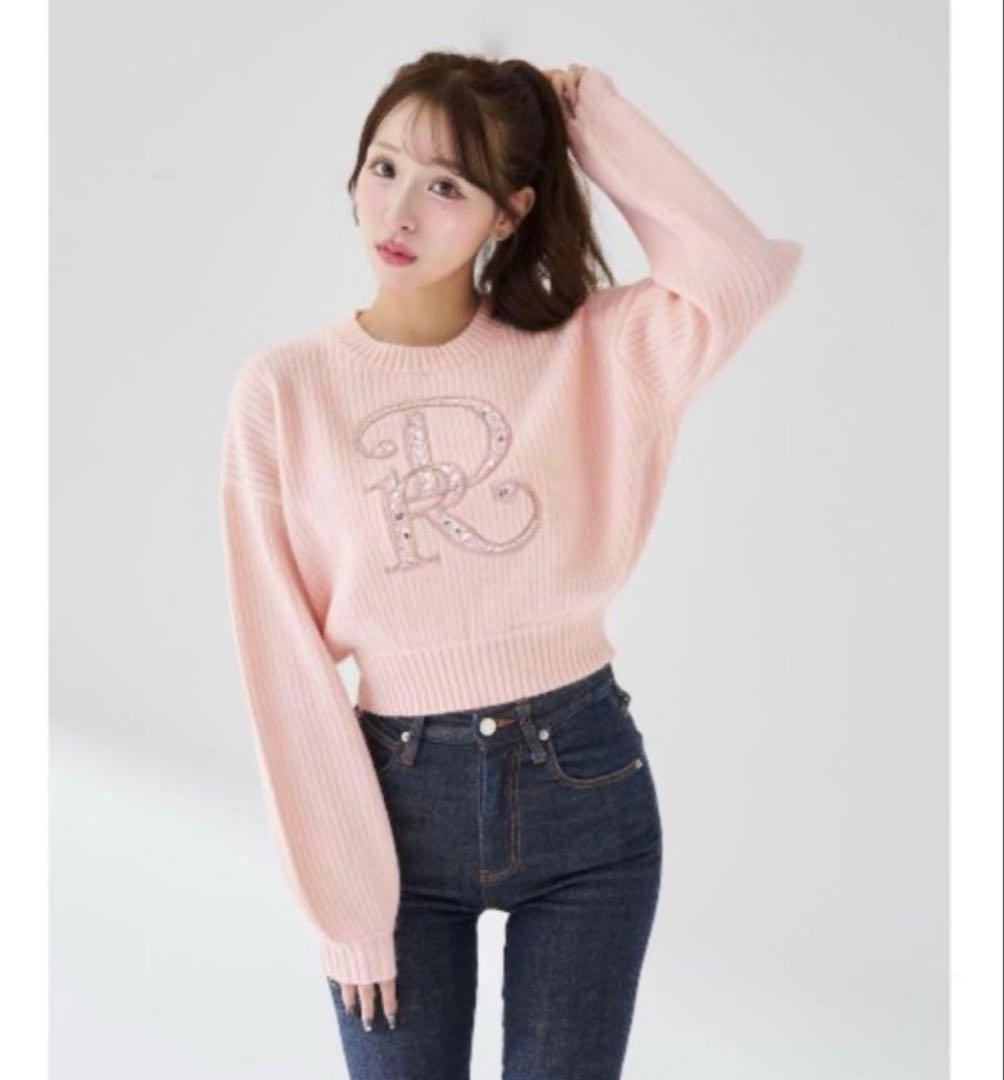 ダーリッチ darich DRビジューボリュームリブニットトップス