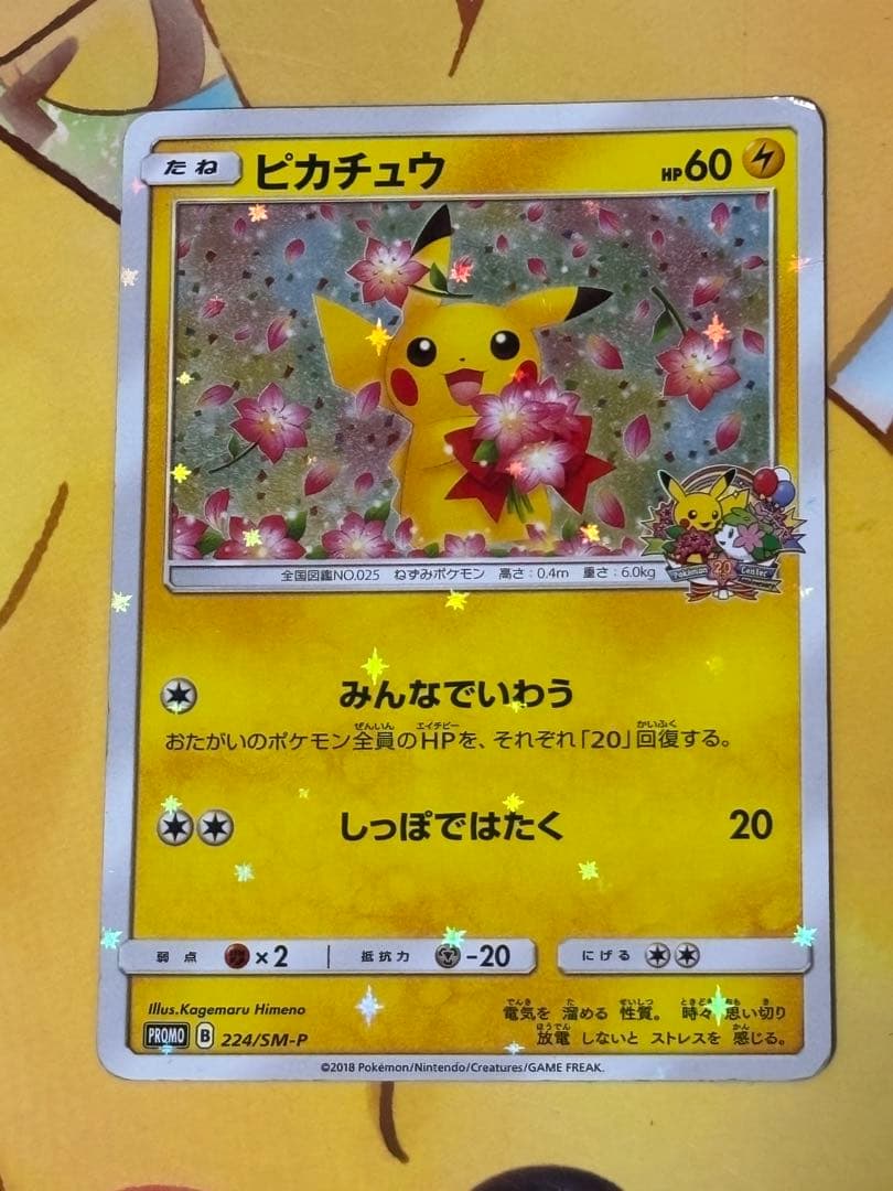 【早い者勝ち】ピカチュウ 224/SM-P 20th記念カード みんなでいわう