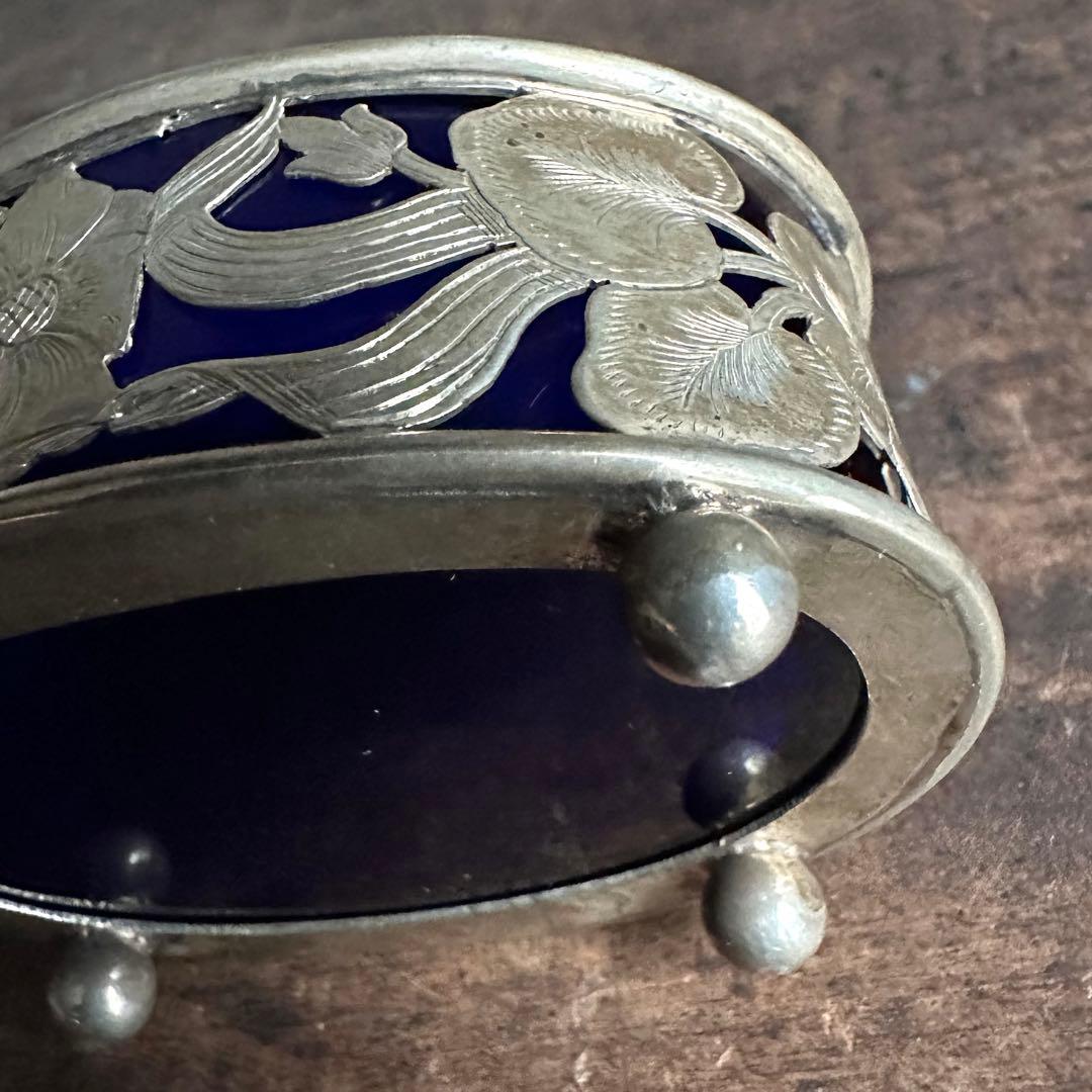 希少　一点物　銀　シルバー　瑠璃　ガラス　置物　小物入れ