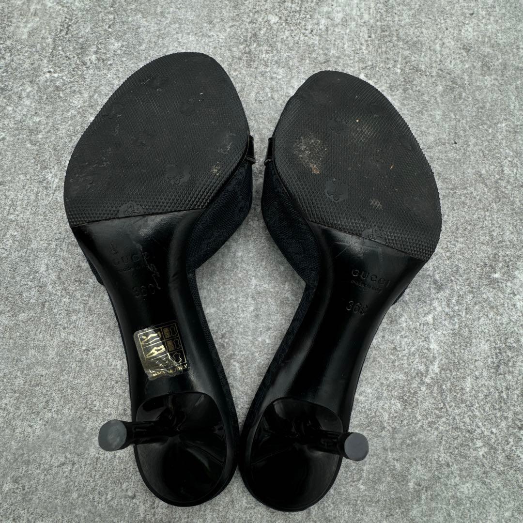 靴 Gucci GG Canvas Horsebit Mules 36C 23cm