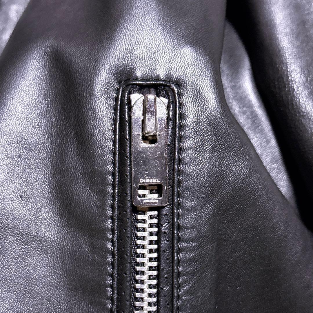 【未使用級】ディーゼル ライダース ラムレザー レザージャケット ブラック M