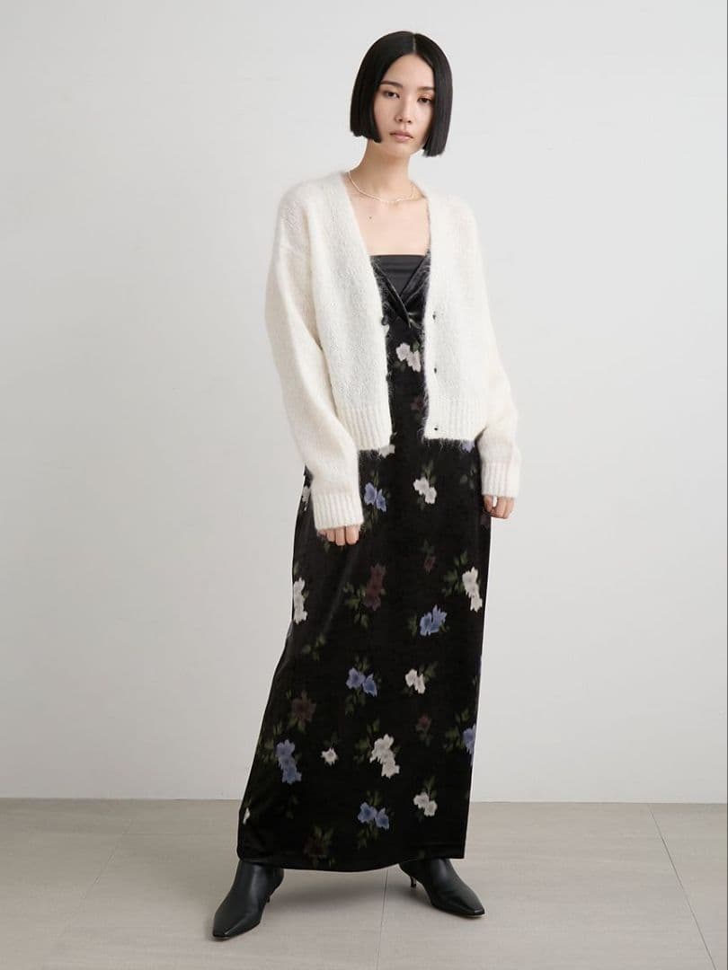 ※はるお※ミースロエ／ホリデーシャギーニットカーデ【WHT】新品・タグ付き